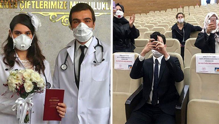 El casamiento de dos médicos que le pelean al virus