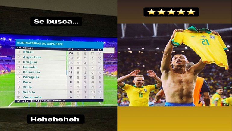 Las cargadas de Richarlison contra la Argentina. 