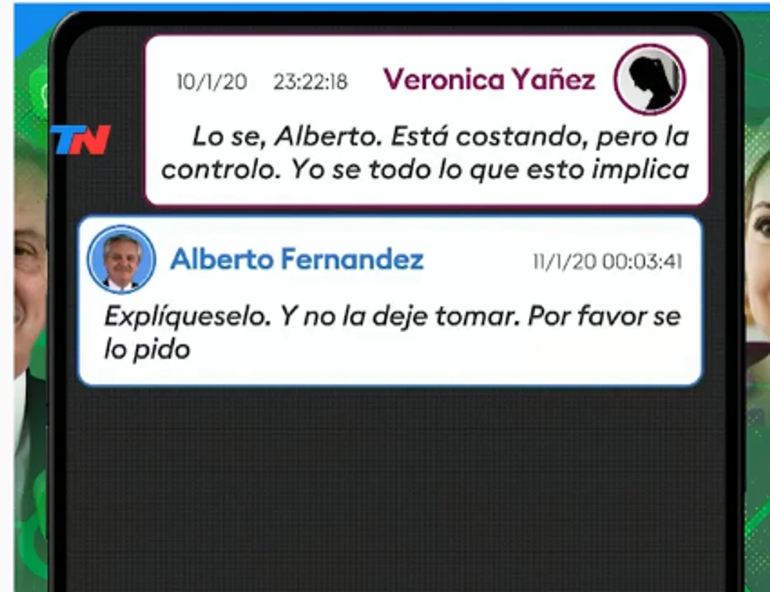 Otro de los fragmentos de la conversación que filtró Fernández. Otro de los fragmentos de la conversación que filtró Fernández.