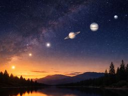 Los planetas ocuparán su lugar en el cielo vespertino durante el breve desfile astronómico de fines de febrero. Los planetas ocuparán su lugar en el cielo vespertino durante el breve desfile astronómico de fines de febrero.