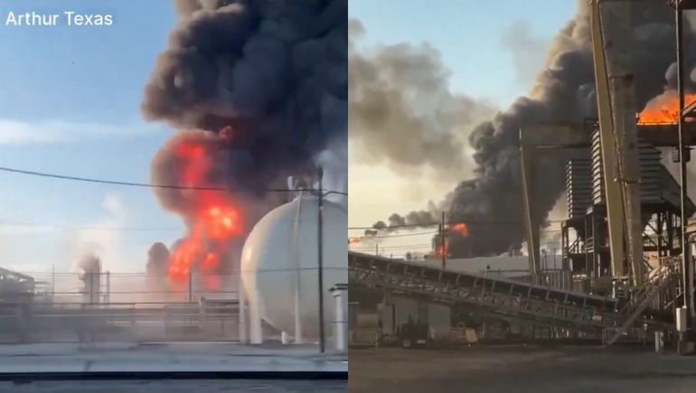 Texas: una explosión en una refinería provocó un incendio y una gran columna de humo