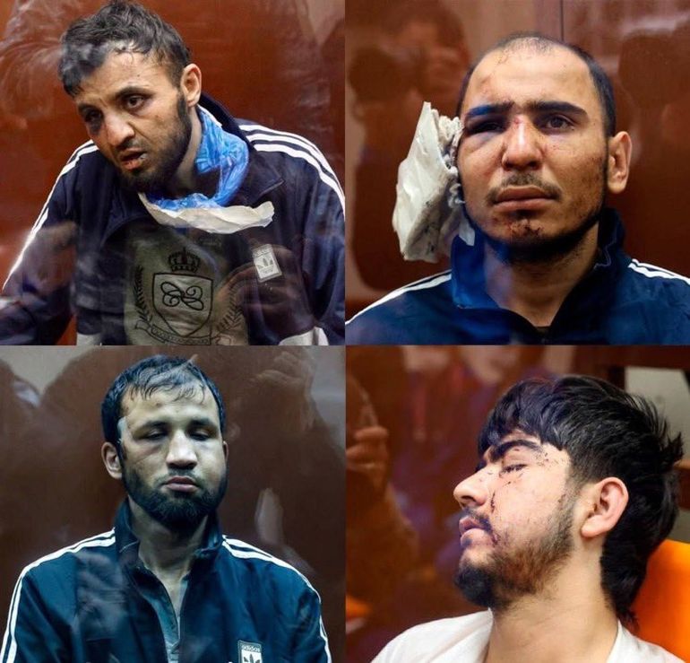 Los cuatro detenidos por el ataque al treatro en Moscú, comparecen en un tribunal. Los cuatro detenidos por el ataque al treatro en Moscú, comparecen en un tribunal.