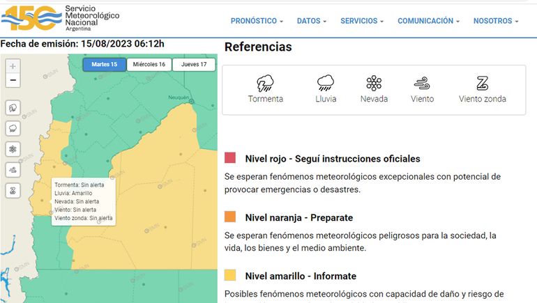 La alerta fue emitida por el SMN. La alerta fue emitida por el SMN.
