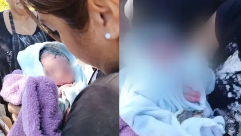 El bebé recién nacido fue trasladado al hospital.