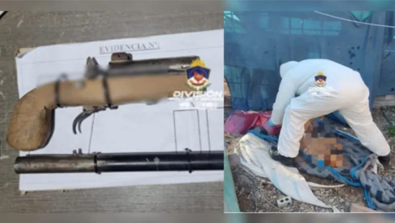 El arma tumbera con la que el vecino de 2 de Mayo mató al perro del vecino, cuyo cuerpo fue trasladado por la policía a la morgue judicial. El arma tumbera con la que el vecino de 2 de Mayo mató al perro del vecino, cuyo cuerpo fue trasladado por la policía a la morgue judicial. 
