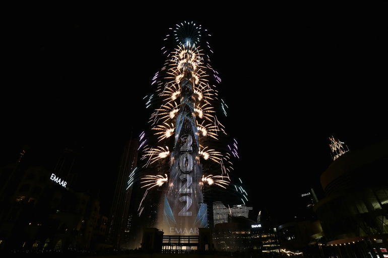 Festejos de Año Nuevo en Dubái.