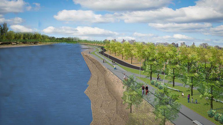Una vista general de cómo quedará la costa del Limay con la nueva obra.