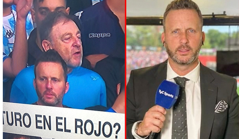 Al relator de TyC lo descubren alentando en la cancha y hay lío