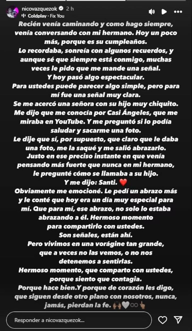 El posteo de Nico Vázquez El posteo de Nico Vázquez