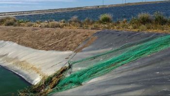 La ingeniera a cargo del sistema de tratamiento cloacal del balneario de Chubut explicó que la membrana es clave para contener las márgenes de las lagunas. La ingeniera a cargo del sistema de tratamiento cloacal del balneario de Chubut explicó que la membrana es clave para contener las márgenes de las lagunas.