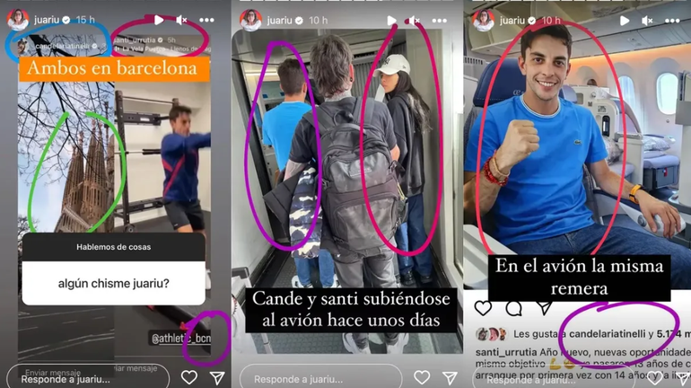 Juariu, experta en encontrar coincidencias en redes sociales de famosos, descubrió que Cande Tinelli y Santiago Urrutia viajaron juntos a Barcelona.