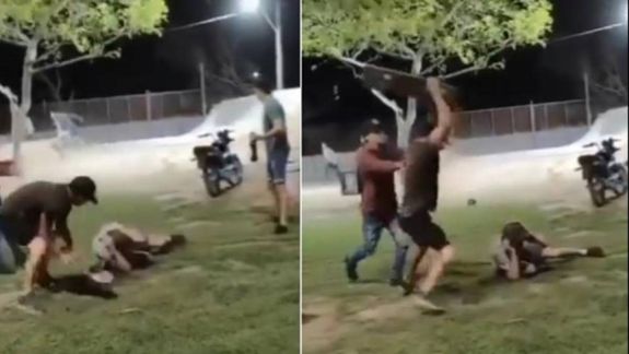 Impactante video: patota atacó brutalmente a un joven y lo golpeó con un skate en la cabeza