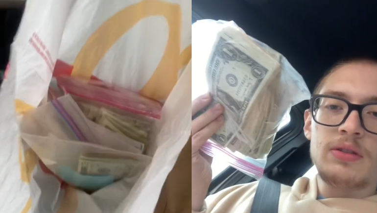 Compró comida rápida y le dieron una bolsa con miles de dólares
