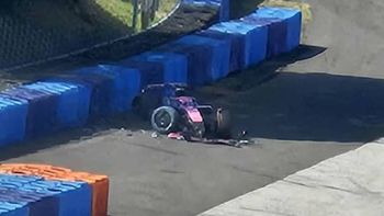 El monoplaza de Colapinto quedó con daños considerables. El monoplaza de Colapinto quedó con daños considerables.