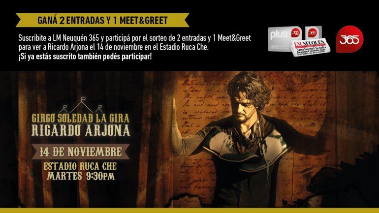 Suscribite a LM Neuquén y ganate entradas para conocer a Arjona