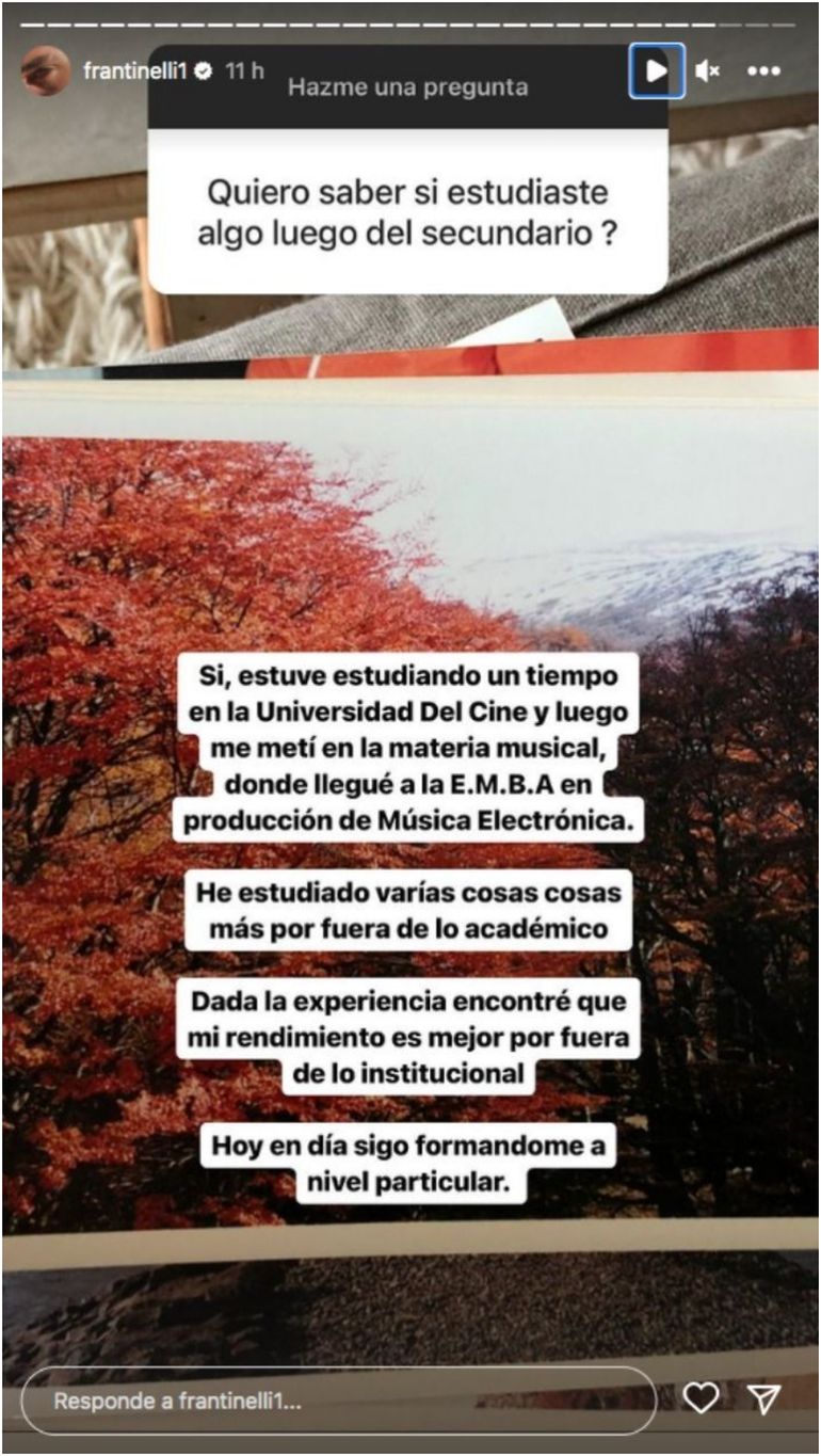 El mensaje de Francisco Tinelli en donde cuenta qu&eacute; estudi&oacute;