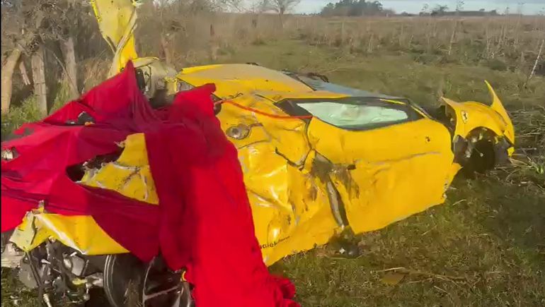 La Ferrari F430 destrozada en San Vicente.