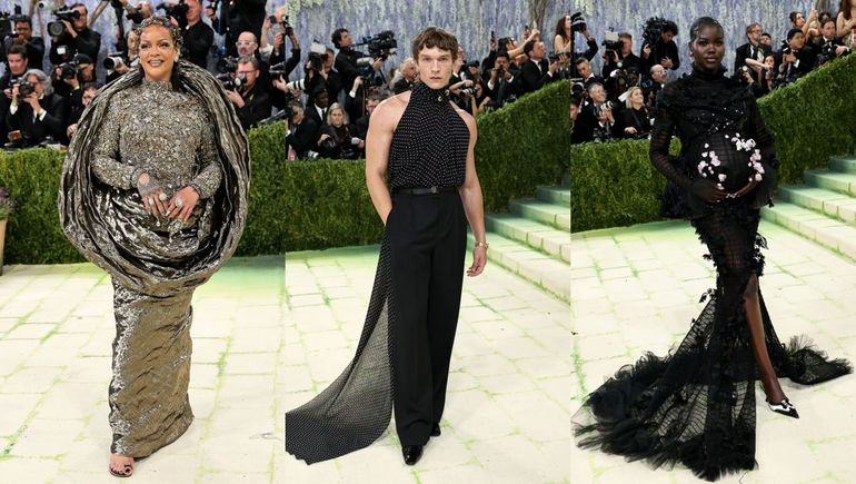 Rihanna, Alton Mason y Adut Akech con looks de alto impacto en el evento. Rihanna, Alton Mason y Adut Akech con looks de alto impacto en el evento.