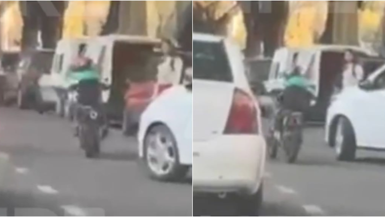 Un nene fue filmado mientras andaba en moto por Santa Fe.