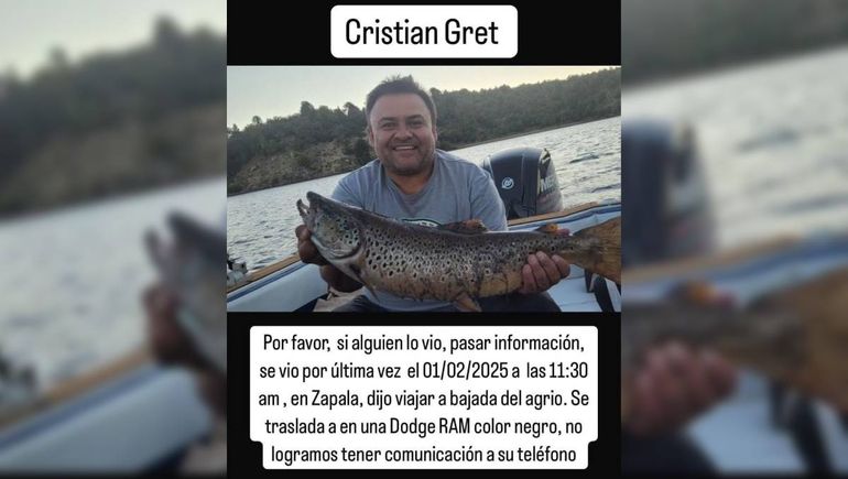 La desaparición de Cristian Gret de Zapala generó conmoción en la ciudad del centro de la provincia.