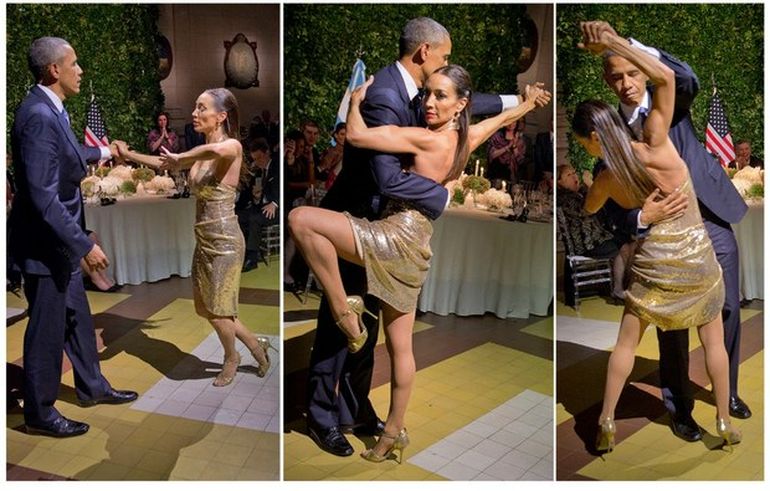 Mora Godoy rompió el protocolo y generó temor, pero su baile con Obama se hizo viral. Mora Godoy rompió el protocolo y generó temor, pero su baile con Obama se hizo viral.