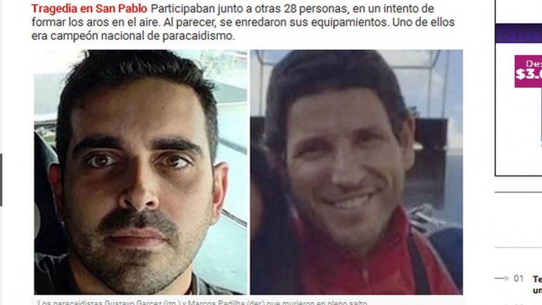 Las víctimas: dos paracaidistas brasileños de mucha experiencia.