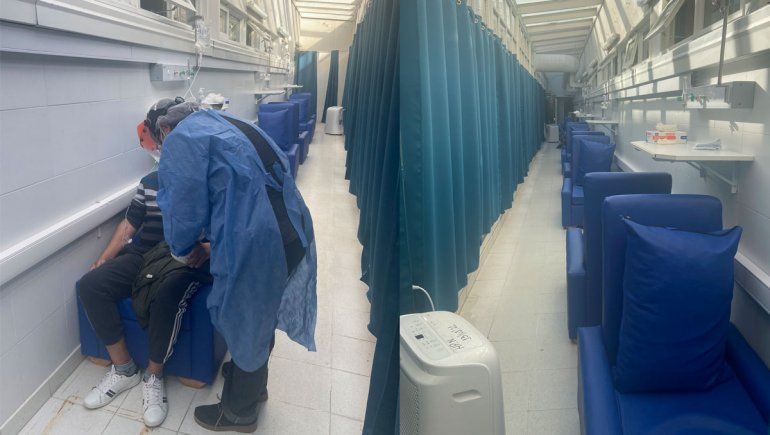 Por la alta demanda, armaron una guardia en un pasillo del Castro Rendón