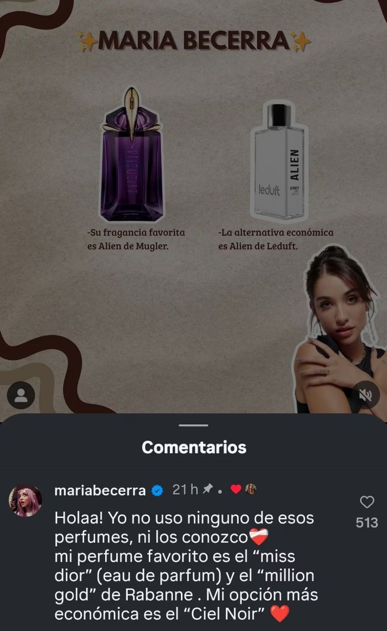María Becerra salió a decir qué perfume usa María Becerra salió a decir qué perfume usa