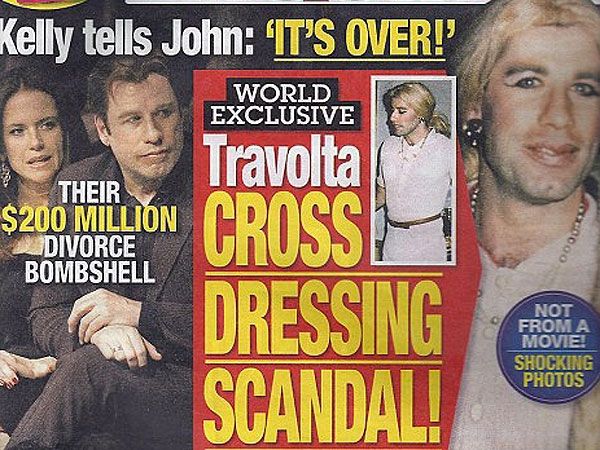 Más problemas para Travolta: aparecieron fotos del actor vestido de mujer