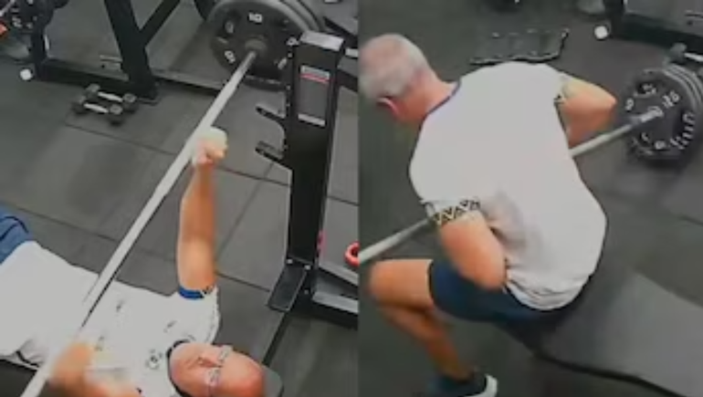 El hombre murió segundos después que la barra cayera en su pecho.