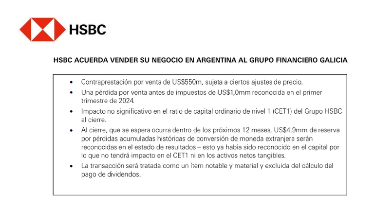 Desde el HSBC emitieron un comunicado para Argentina por el cambio de gestión del banco. Desde el HSBC emitieron un comunicado para Argentina por el cambio de gestión del banco.