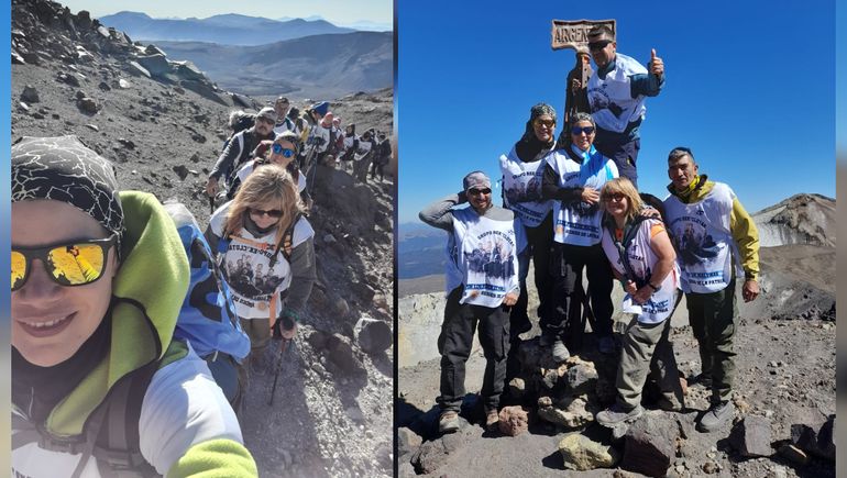 Al final, hicieron el ascenso al Copahue en homenaje a los caídos en Malvinas