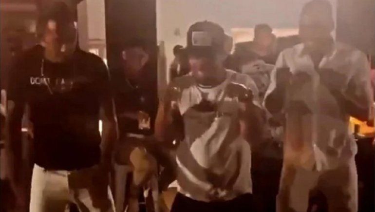 Jugadores de Boca en la fiesta de Andrada: Sebastián Villa, Frank Fabra y Edwin Cardona.