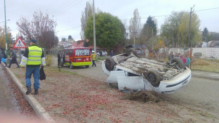 El Chevrolet Corsa arrancó de raíz un árbol a la vera de la Ruta Nacional 40.