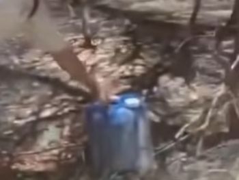 El bidón apareció en un sendero muy concurrido de El Bolsón. El bidón apareció en un sendero muy concurrido de El Bolsón.