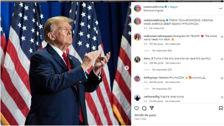 Donald Trump promociona su triunfo en las internas en Instagram. Donald Trump promociona su triunfo en las internas en Instagram.
