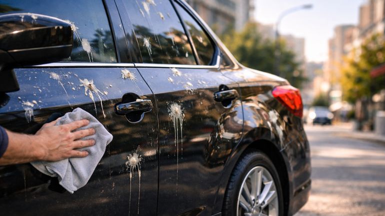 El acondicionador para el pelo ayuda a crear una película cobertora en la carrocería del auto que protege contra la caca e pájaro. El acondicionador para el pelo ayuda a crear una película cobertora en la carrocería del auto que protege contra la caca e pájaro.