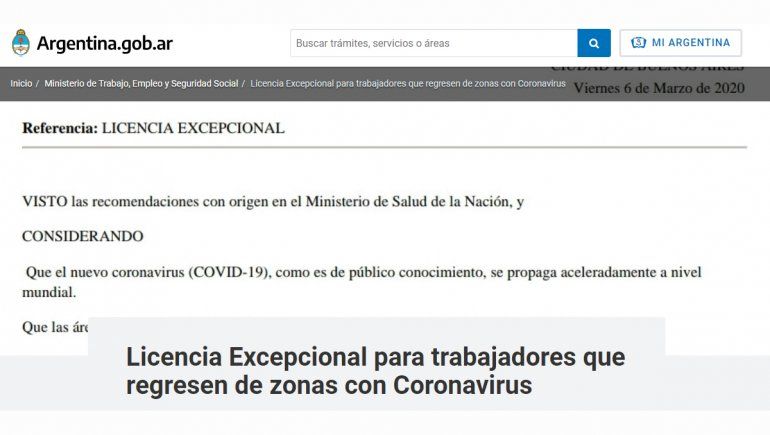 Otorgarán licencia extraordinaria a quienes regresen de zonas con el virus