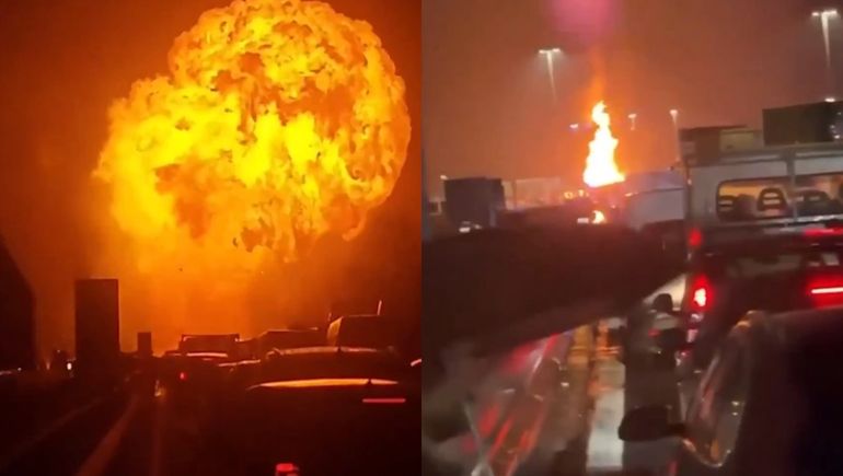 La explosión del camión cisterna se produjo en la autopista A1 Nápoles–Milán