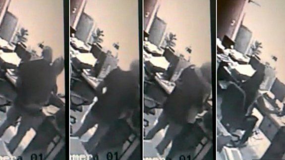 Estas imágenes condenaron a Roberto Baldo, quien le pidió perdón a su familia. La empleada fue suspendida.