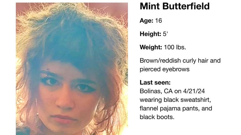 La ficha policial sobre la desaparición de Mint Butterfield.