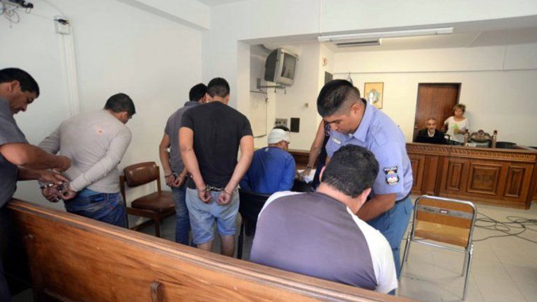 Los acusados durante la audiencia de formulación de cargos en febrero.