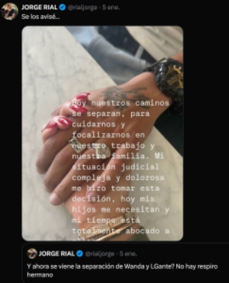 El posteo de Jorge Rial El posteo de Jorge Rial