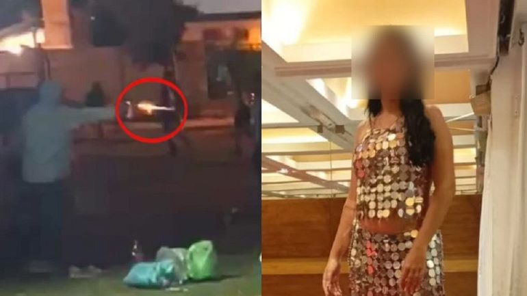 La joven terminó en el suelo tras el tiroteo y tuvo que arrastrarse.