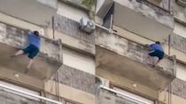 El incidente quedó registrado por los vecinos, que fueron testigos de cómo el hombre trataba de sostenerse del balcón, pero finalmente cayó. El incidente quedó registrado por los vecinos, que fueron testigos de cómo el hombre trataba de sostenerse del balcón, pero finalmente cayó.