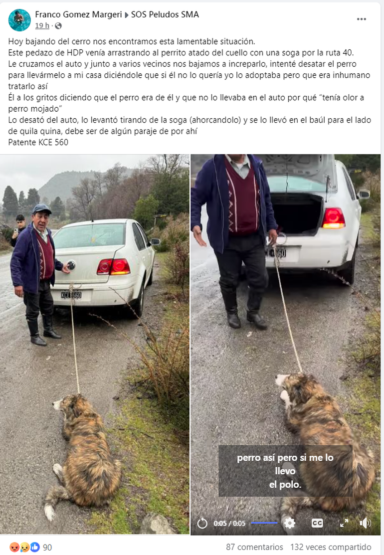 La publicación se viralizó en pocos minutos y muchos vecinos lo reconocieron como un ex guardaparques. La publicación se viralizó en pocos minutos y muchos vecinos lo reconocieron como un ex guardaparques.