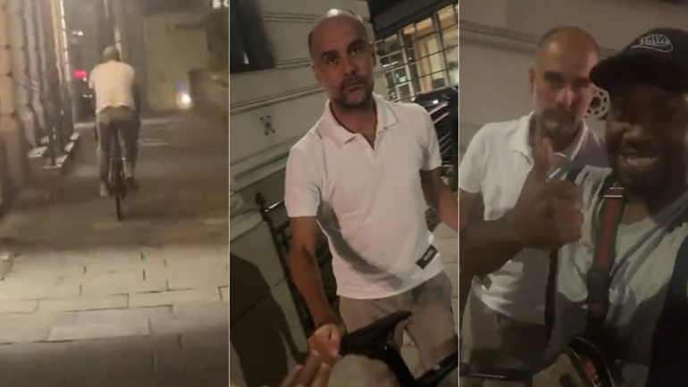 Susto y blooper de Pep Guardiola: creyó que le querían robar la bici...