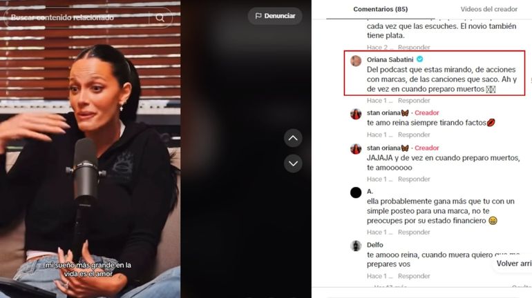 La respuesta de Oriana Sabatini a un usuaria que preguntó de qué trabaja. La respuesta de Oriana Sabatini a un usuaria que preguntó de qué trabaja. 