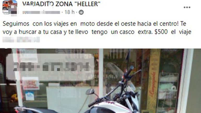 Por el paro de colectivos, ofrecen viajes ilegales en moto a través de Facebook