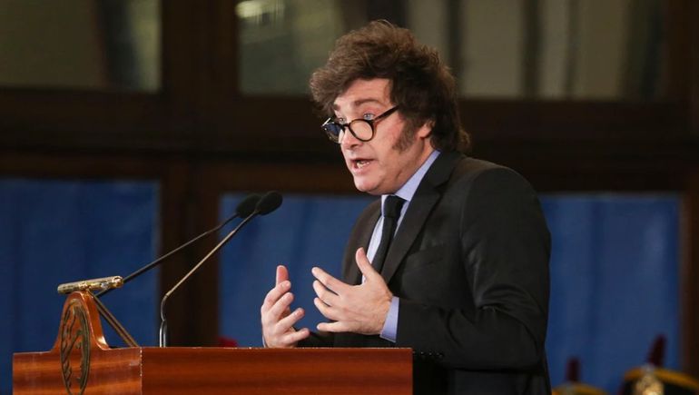 Javier Milei en la Bolsa de Rosario